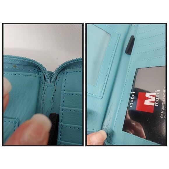 Mundi Women's Aquamarine Double Zip Clutch Wallet - Picture 6 of 11